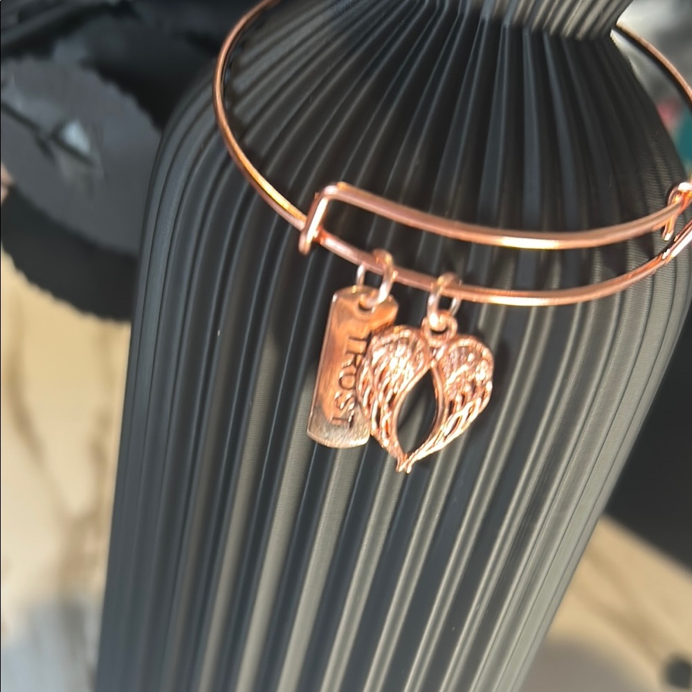 Gold Charm Bangle Bracelet with Engraved Plate - Handmade